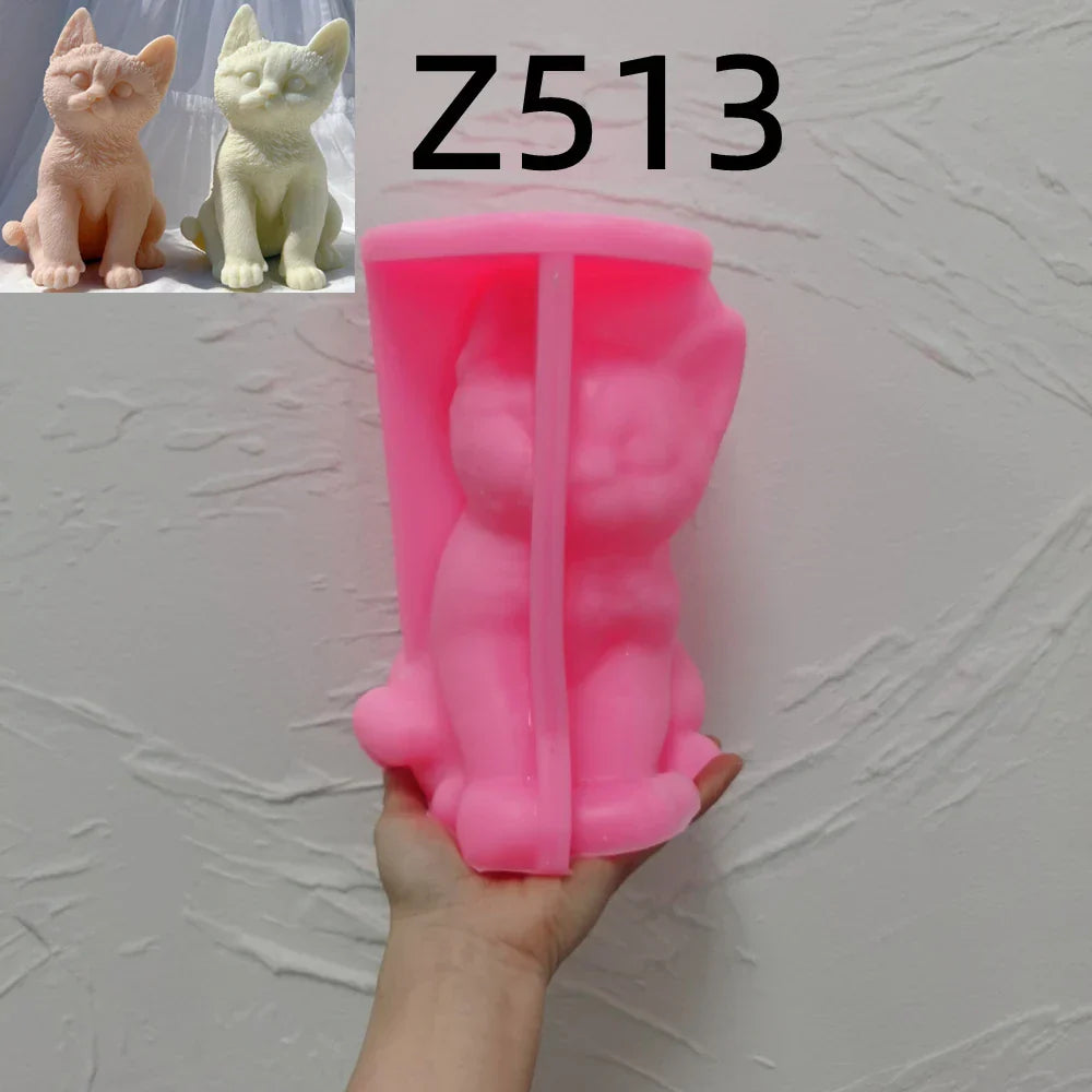 Sitting Tabby Cat Candle Silicone Mould