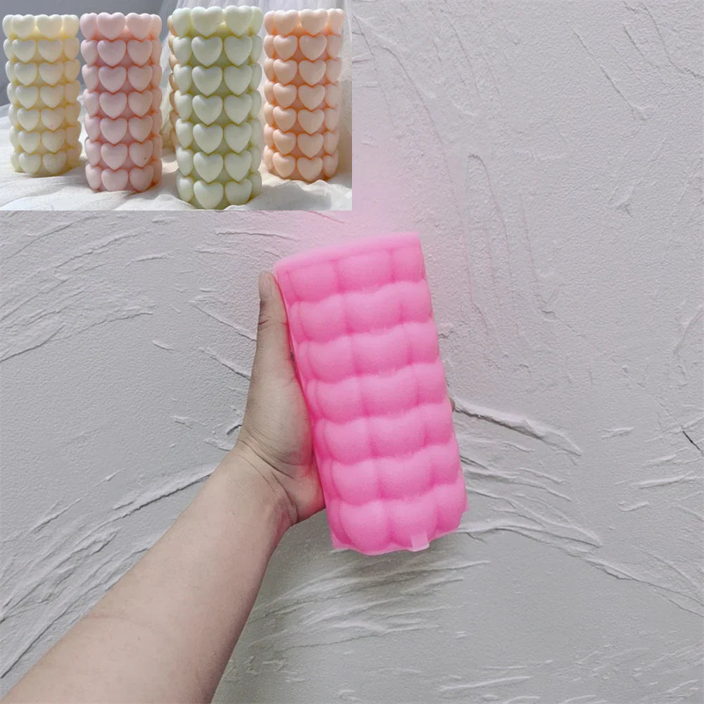 Heart Pillar Silicone Candle Mould: Wedding & Anniversary Gift