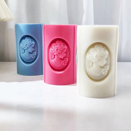 Girl portrait column candle Mould