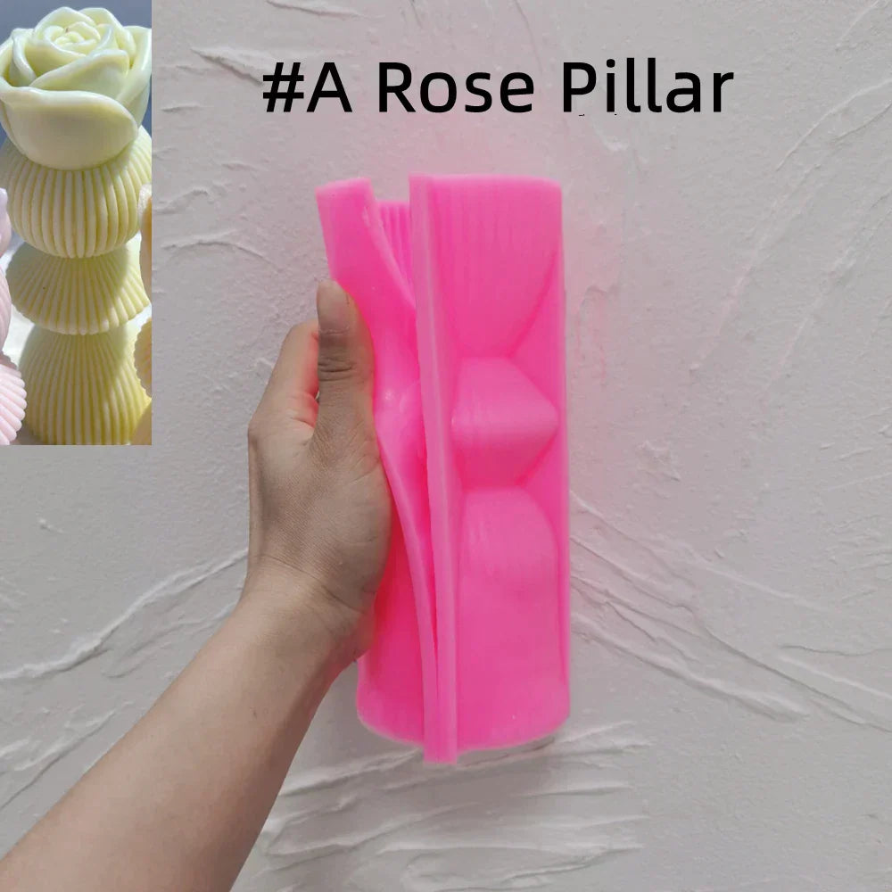 Lotus Flower Ribbed Pillar Candle Mould