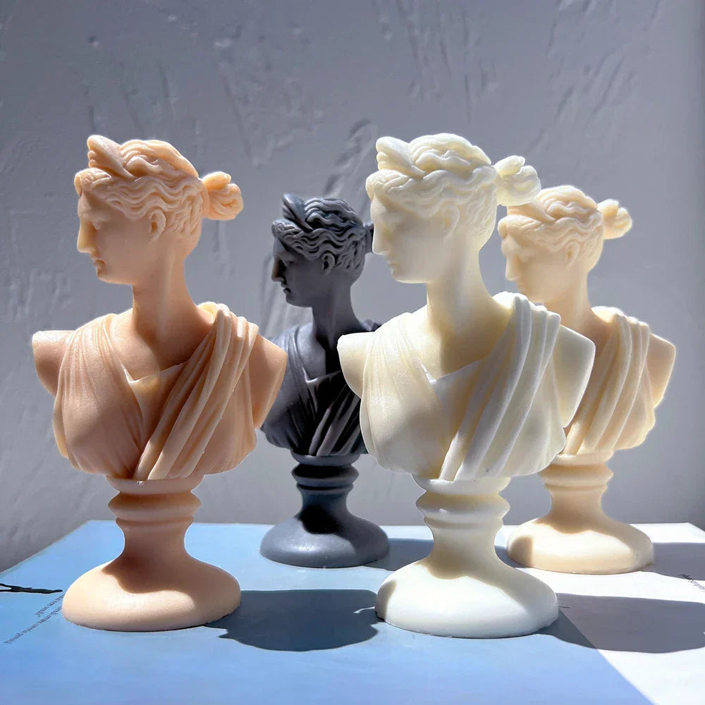 Greek Sculpture Roman Apollo Artemis Diana Bust Silicone Candle Mould