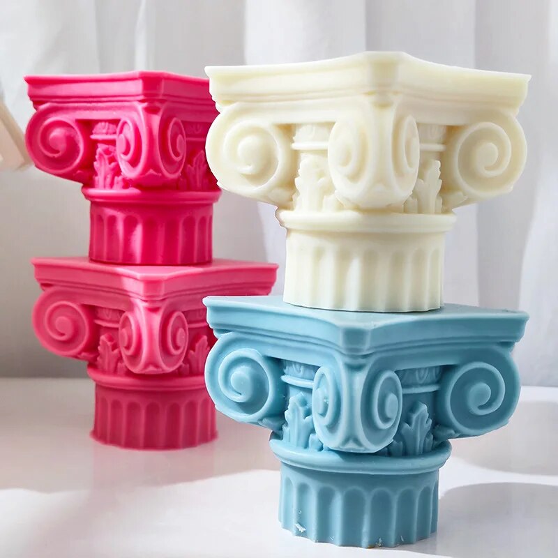 Large Roman Pillar Candle Mould Classic Corinthian