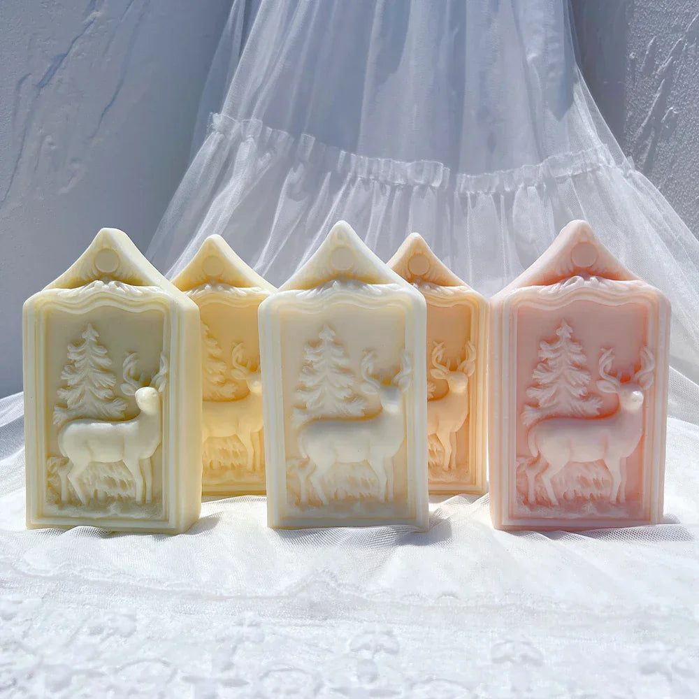 Reindeer Christmas Ornaments Silicone Candle Mould