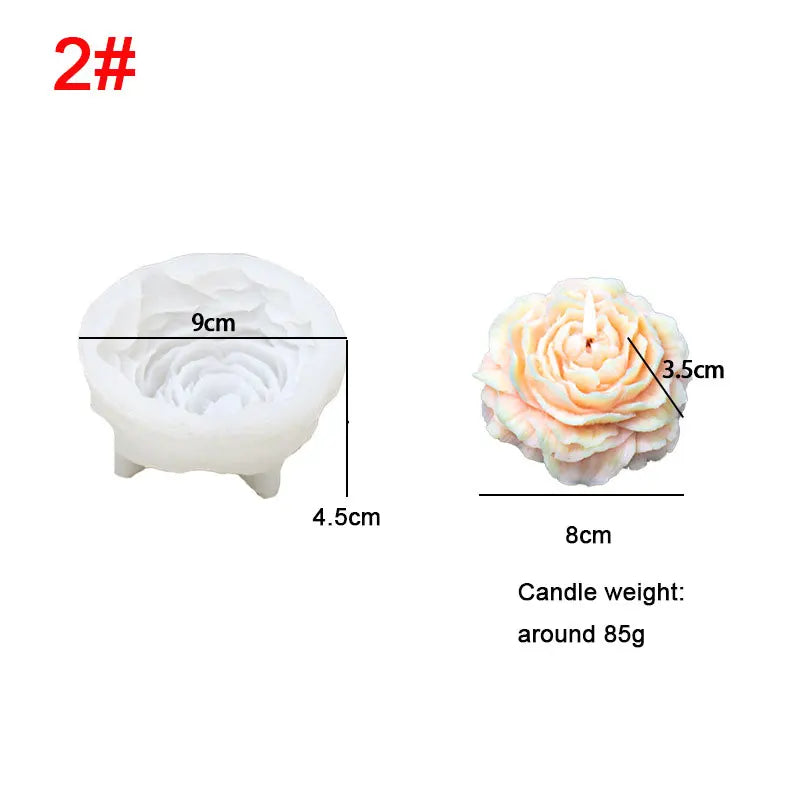 Big Peony Rose Flower Candle Silicone Mould