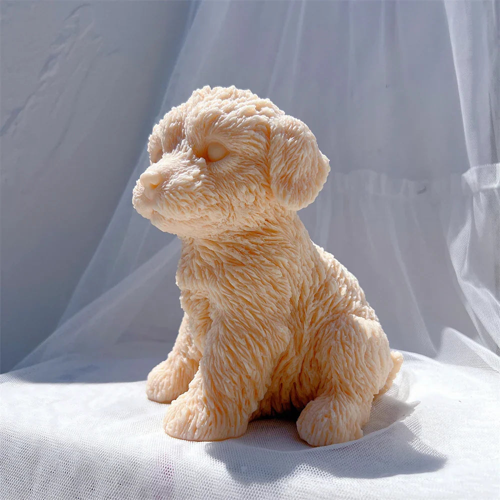 Cute Labradoodle Dog Silicone Candle Mould