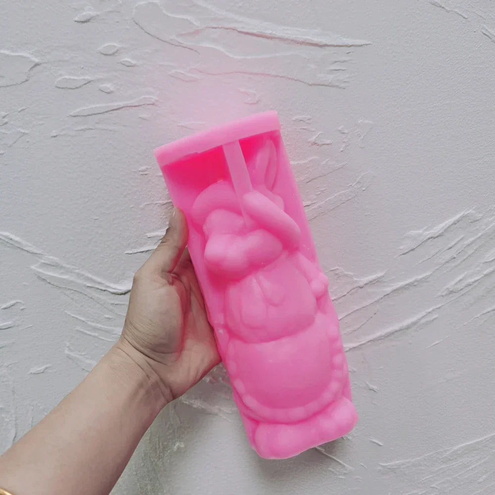 Apron Rabbit Girl Silicone Candle Moulds