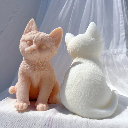 Sitting Tabby Cat Candle Silicone Mould