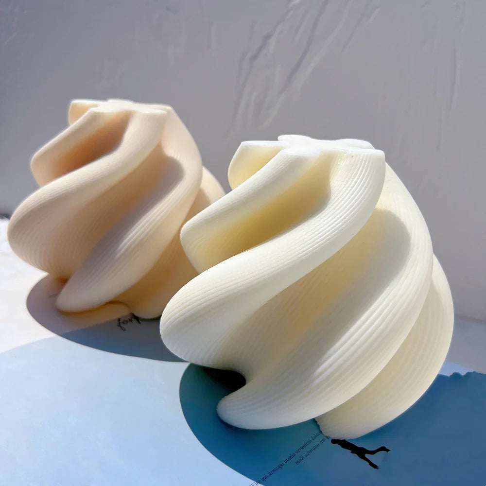 Big Size Geometric Wave Twirl Candle Mould