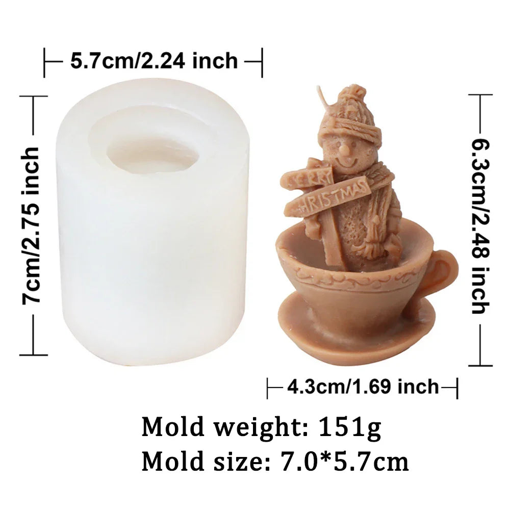 Christmas Mini Santa Cups Silicone Candle Mould - 8 Style