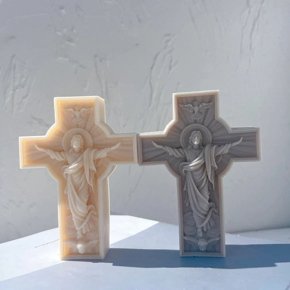 Jesus Statue Cross Candle Mould Silicone