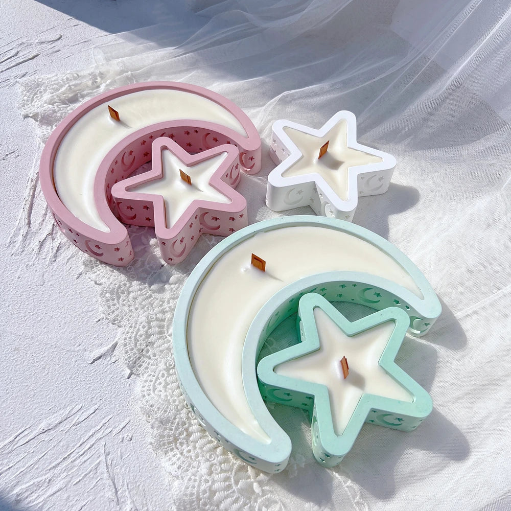 Eid Mubarak Candle Vessel Mould - Moon & Star