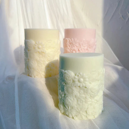 Flower Pillar Candle Mould for Floral Home Decor