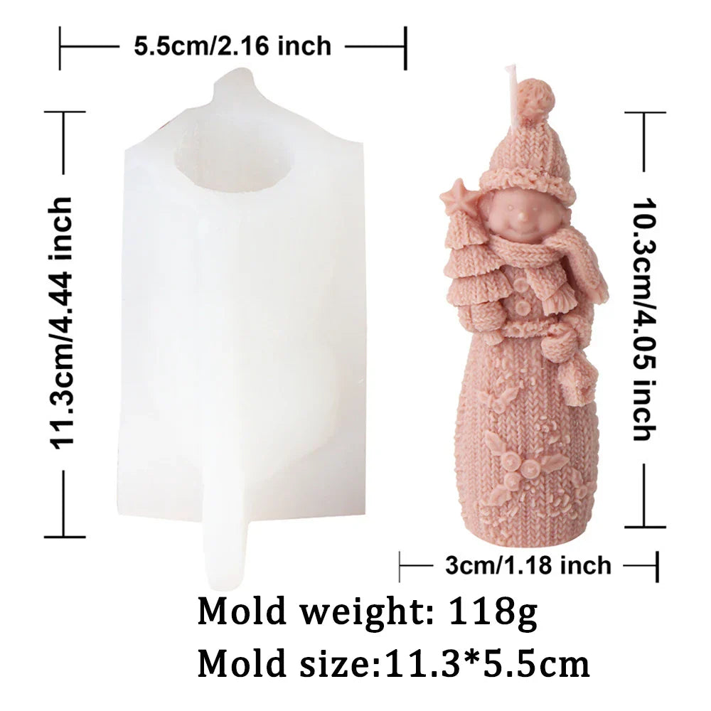 Snowman Christmas Tree Candle Silicone Mould