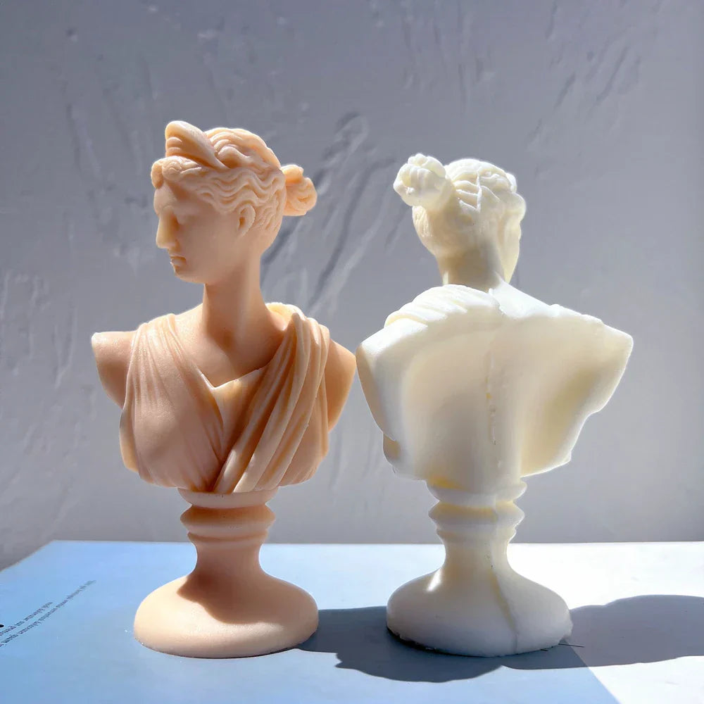 Greek Sculpture Roman Apollo Artemis Diana Bust Silicone Candle Mould
