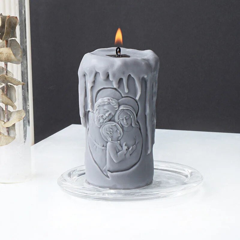 Cylindrical Jesus Family Candle Mould