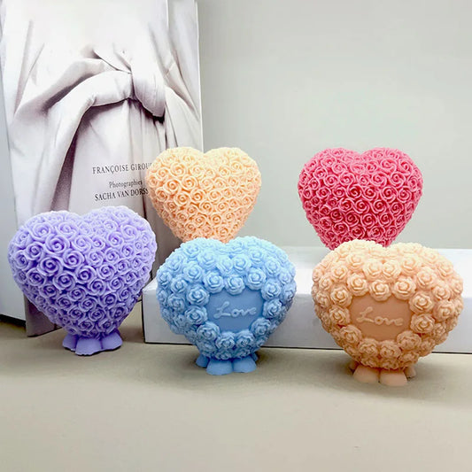 Rose Heart Shaped Candle Mould Silicone