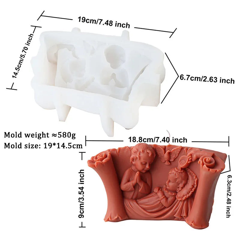 Large size Scroll Boy and Girl Candle Mould