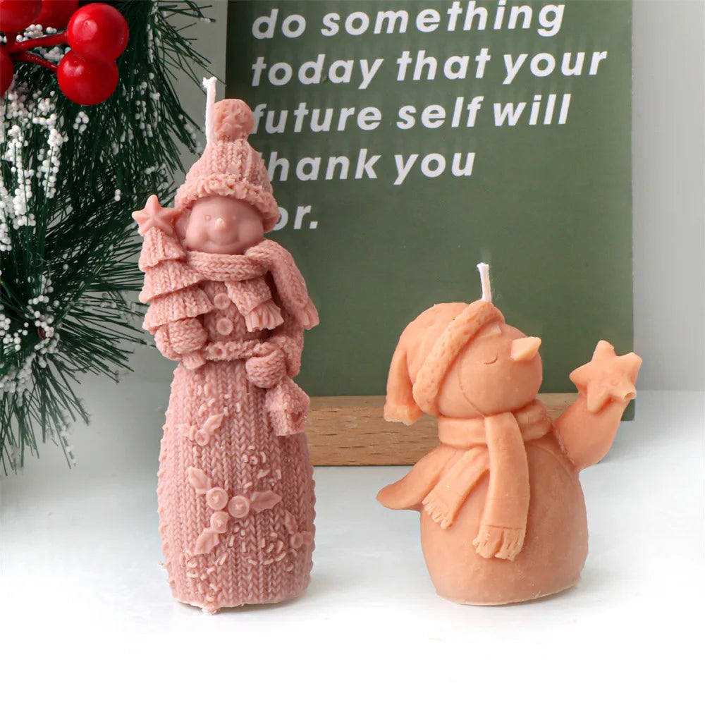 Snowman Christmas Tree Candle Silicone Mould