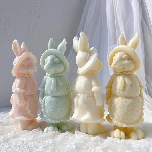 Apron Rabbit Girl Silicone Candle Moulds