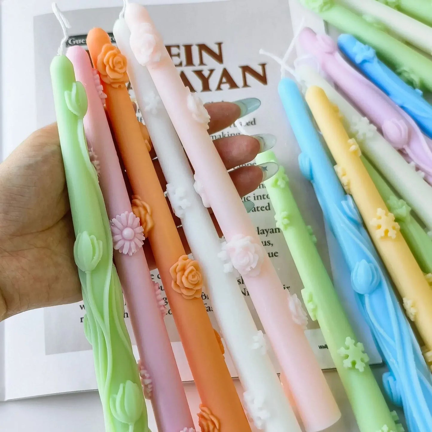 Flowers Pattern Candle Stick Silicone Mould