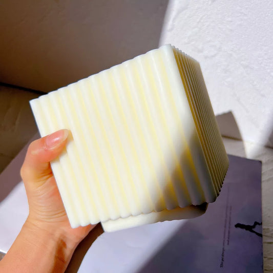 Big Size Ribbed Square Cube Candle Mould