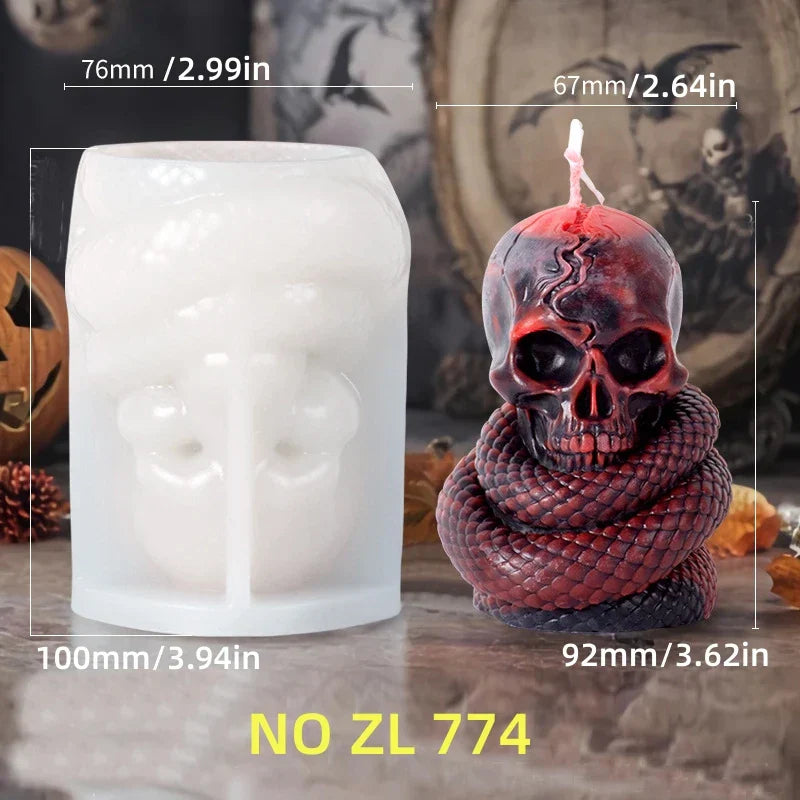 Halloween Handheld Rose Skull Candle Mould