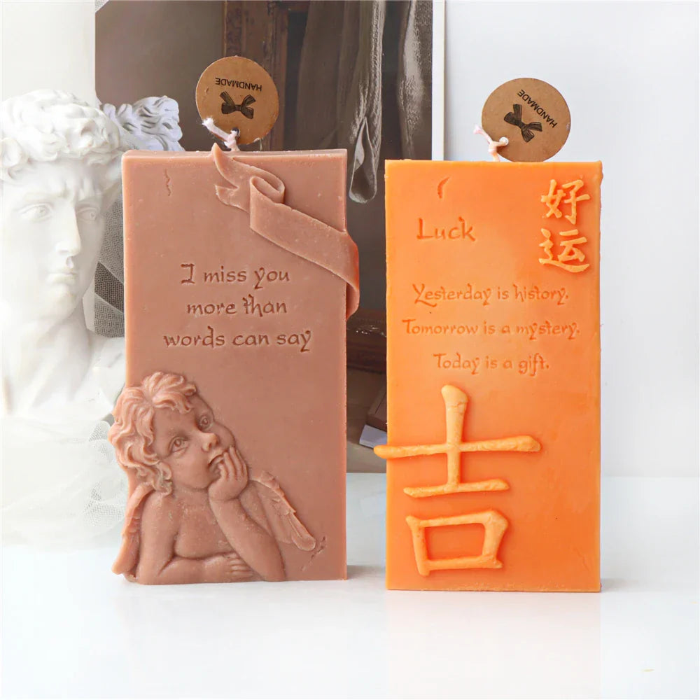 Luck Angel Slogan Letter Silicone Candle Mould