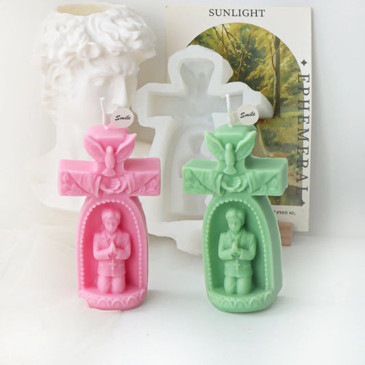 Cross Angel Boy and Girl Church Candle Mould