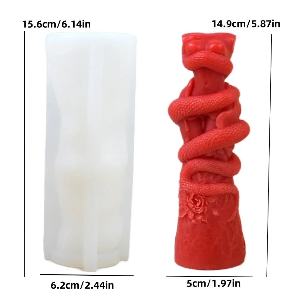 Snake Wrapped Women Body Pillar Silicone Candle Mould