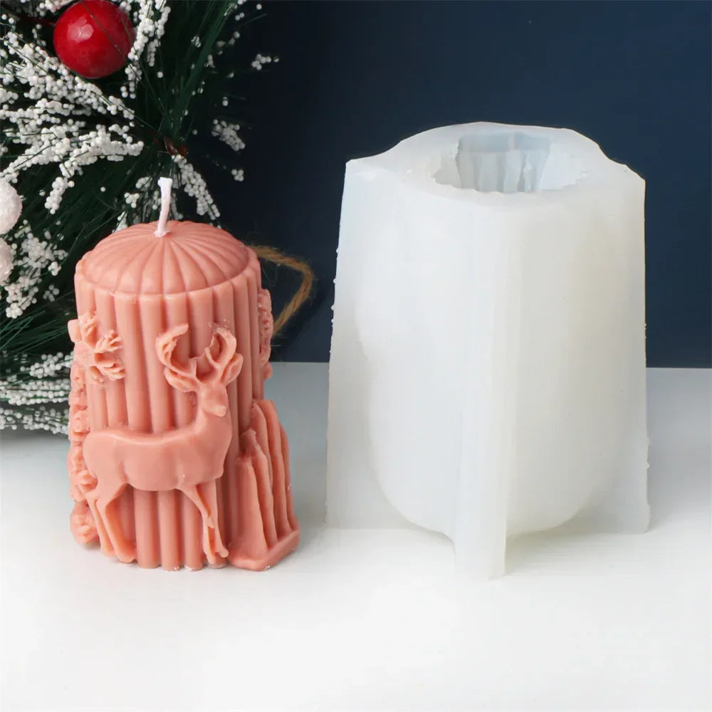 Christmas Cylindrical Candle Silicone Mould