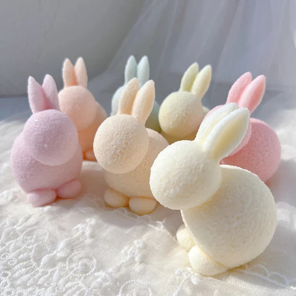 Flocked Rabbit Silicone Candle Moulds