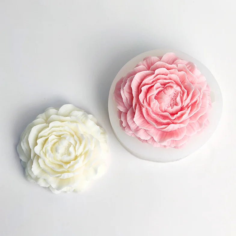 Big Peony Rose Flower Candle Silicone Mould