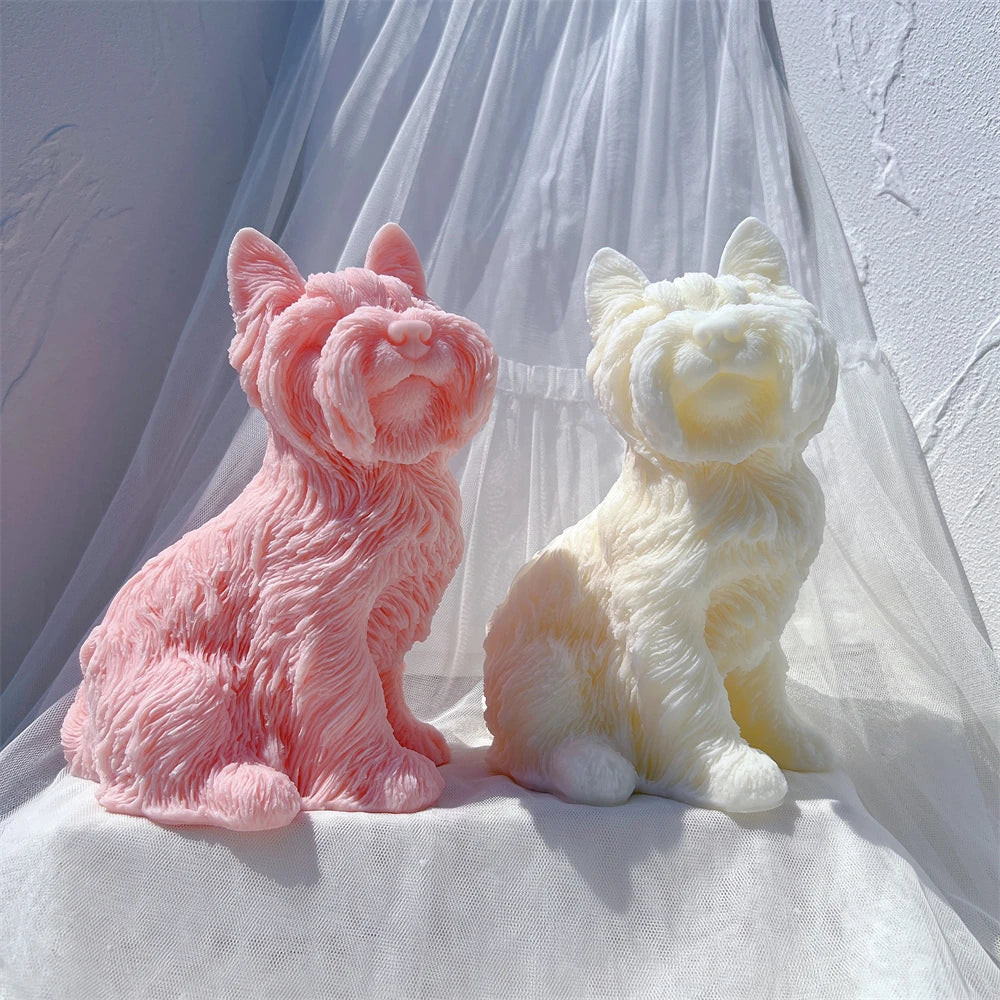 Yorkshire Terrier Dog Statue Candle Silicone Mould