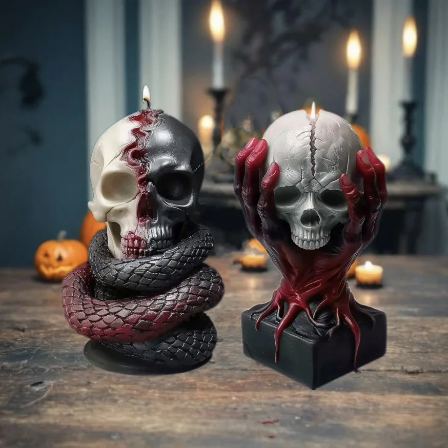 Halloween Handheld Rose Skull Candle Mould