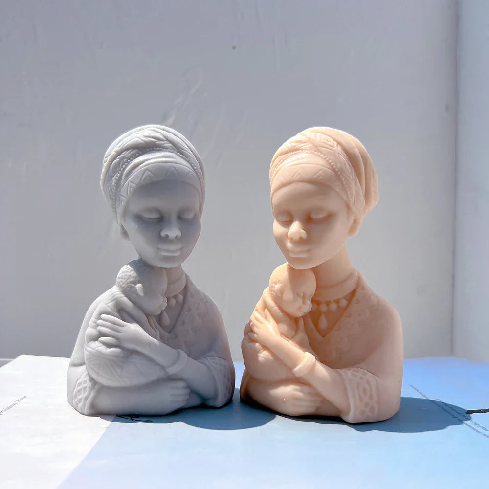 Afro Women Holding Baby Bust Candle Mould