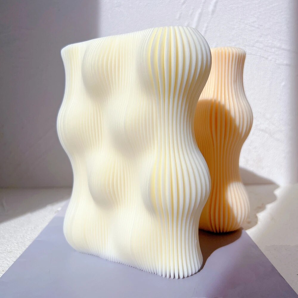Wave Twirl Rectangle Ribbed Candle Moulds