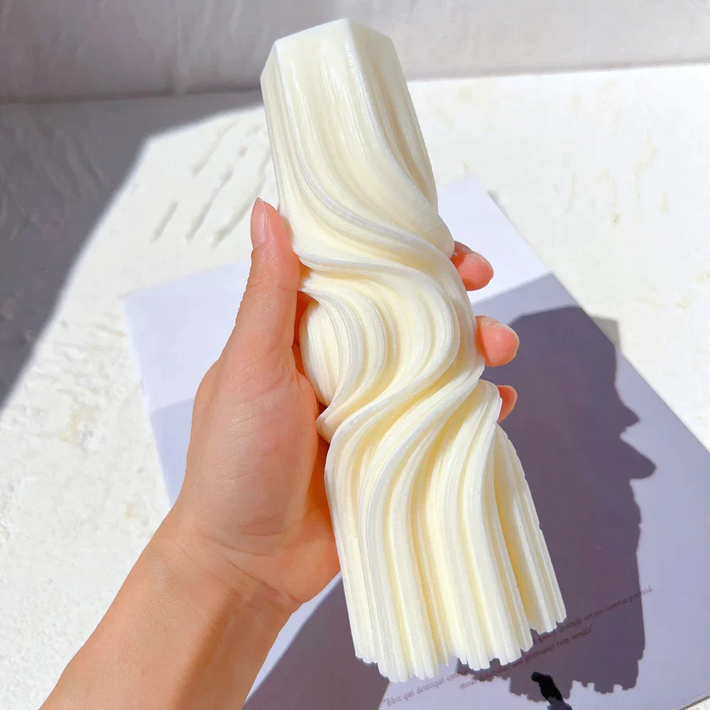 Wave Pillar Swirl Candle Silicone Mould