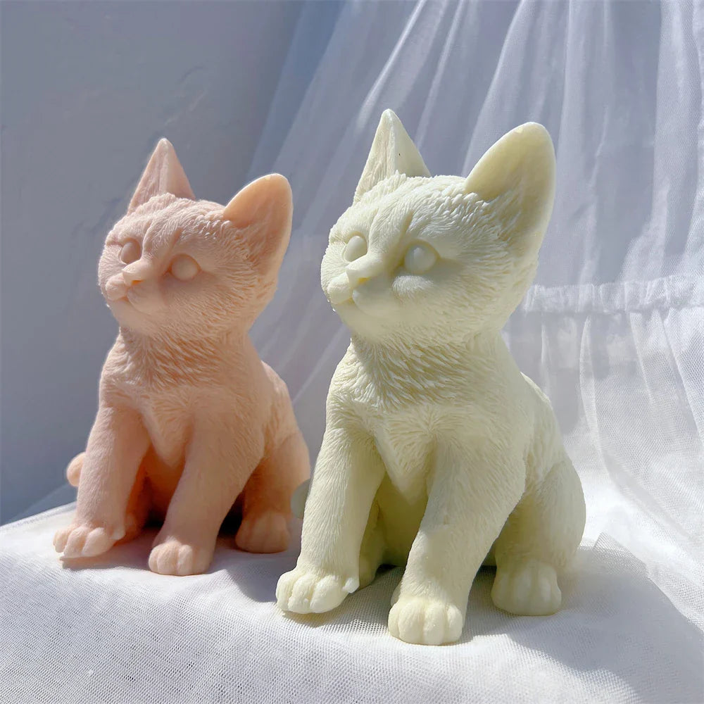 Sitting Tabby Cat Candle Silicone Mould