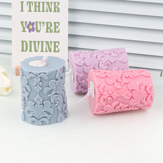 Vintage Embossed Column Cylinder Candle Moulds