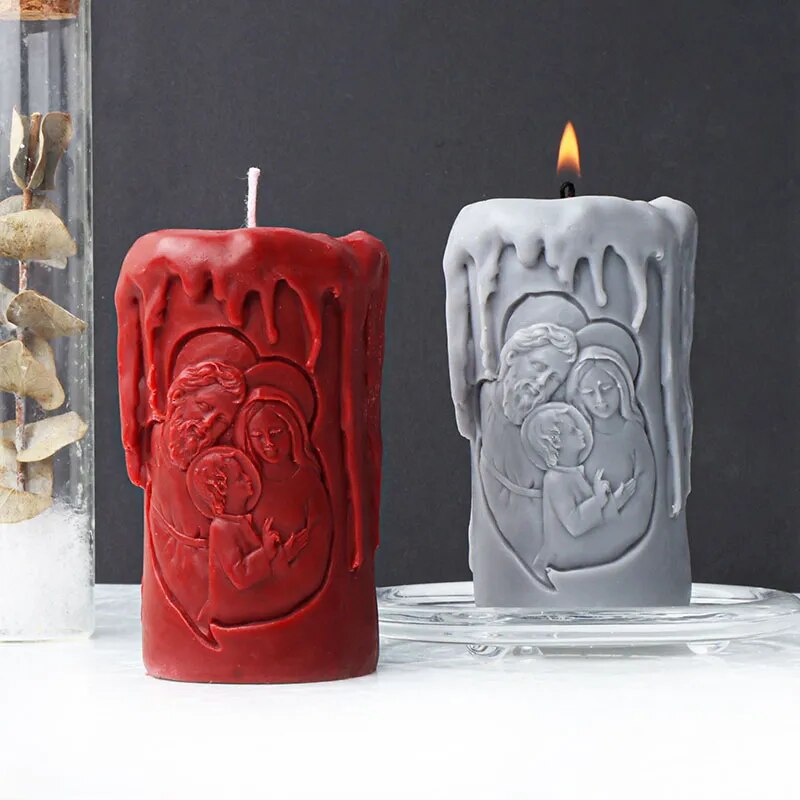 Cylindrical Jesus Family Candle Mould
