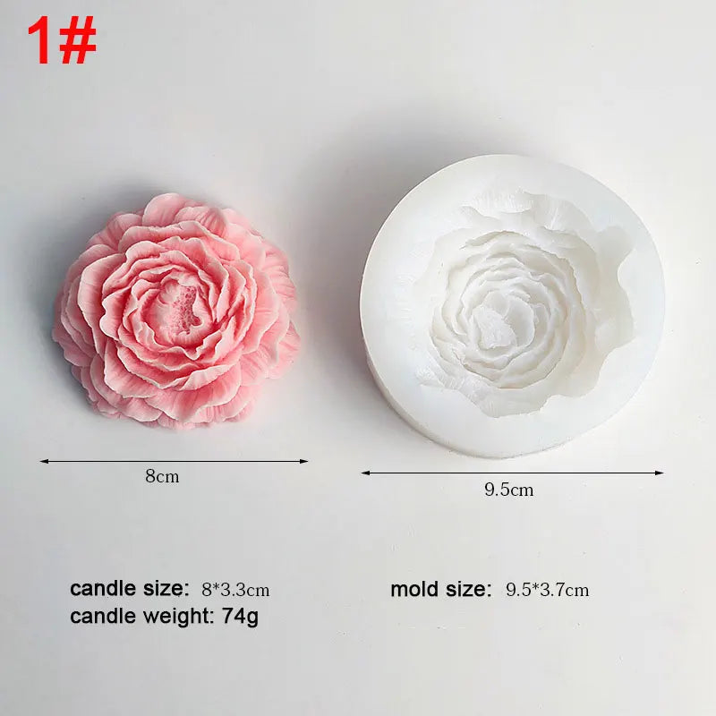 Big Peony Rose Flower Candle Silicone Mould