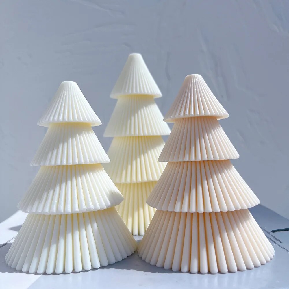 Ball Ribbed Christmas Tree Candle Moulds