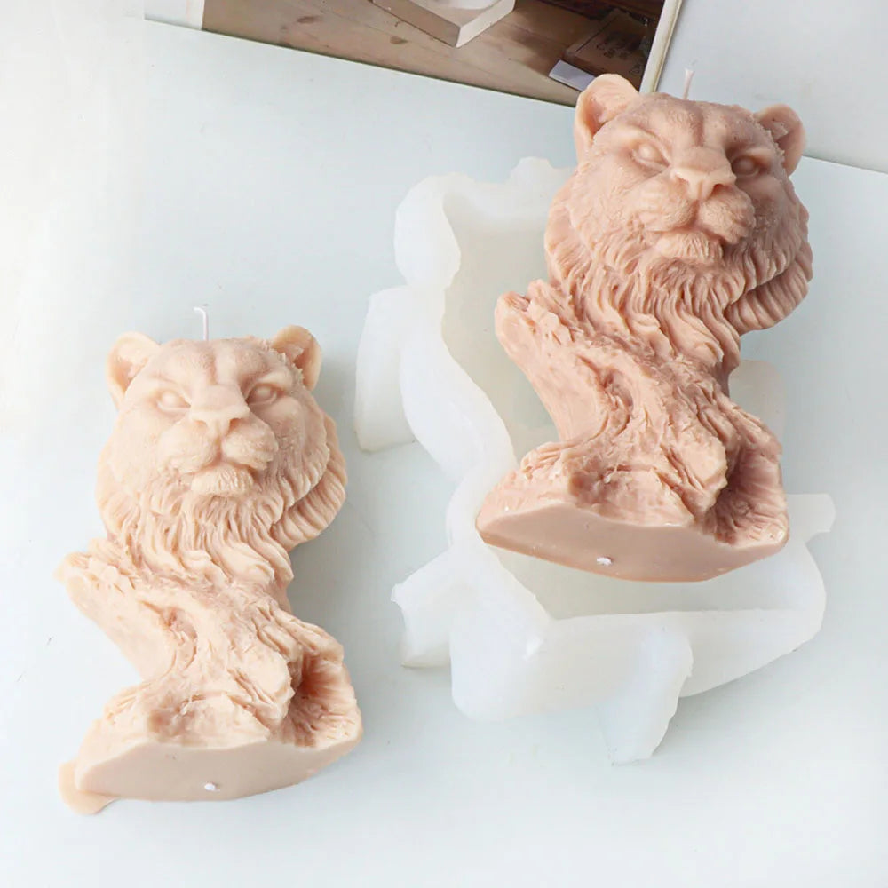 Tiger Head Tree Stump Silicone Candle Mould