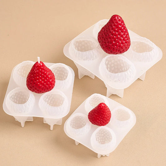 Strawberry Shaped Silicone Candle Mould 4PCS/1PC S/M/L