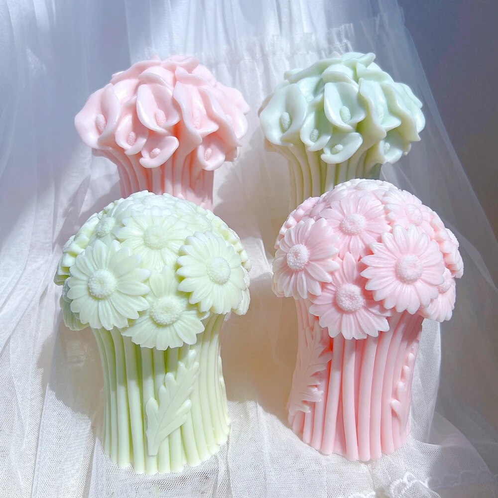 Daisy Flower Bouquet and Calla Lily Flower Bouquet Candle Mould