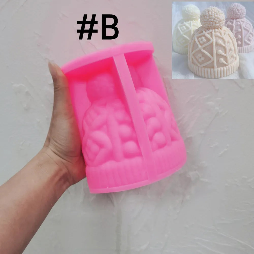 Christmas Winter knitted Hat Silicone Candle Mould