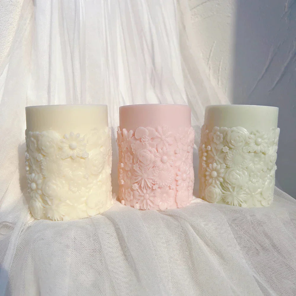 Flower Pillar Candle Mould for Floral Home Decor