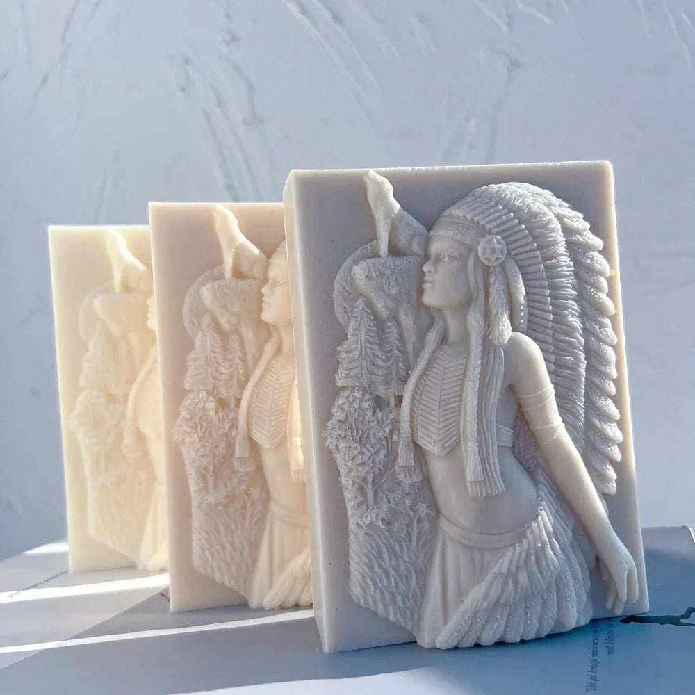 Ameican Indian Hunter Woman Candle Mould