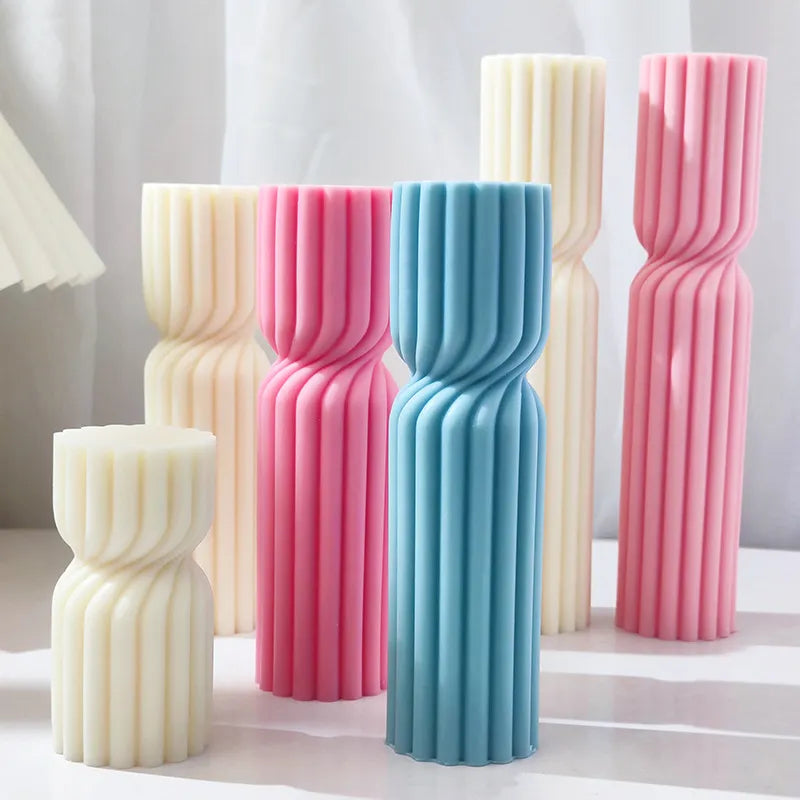 Cylindrical Stripe Pillar Candle Mould