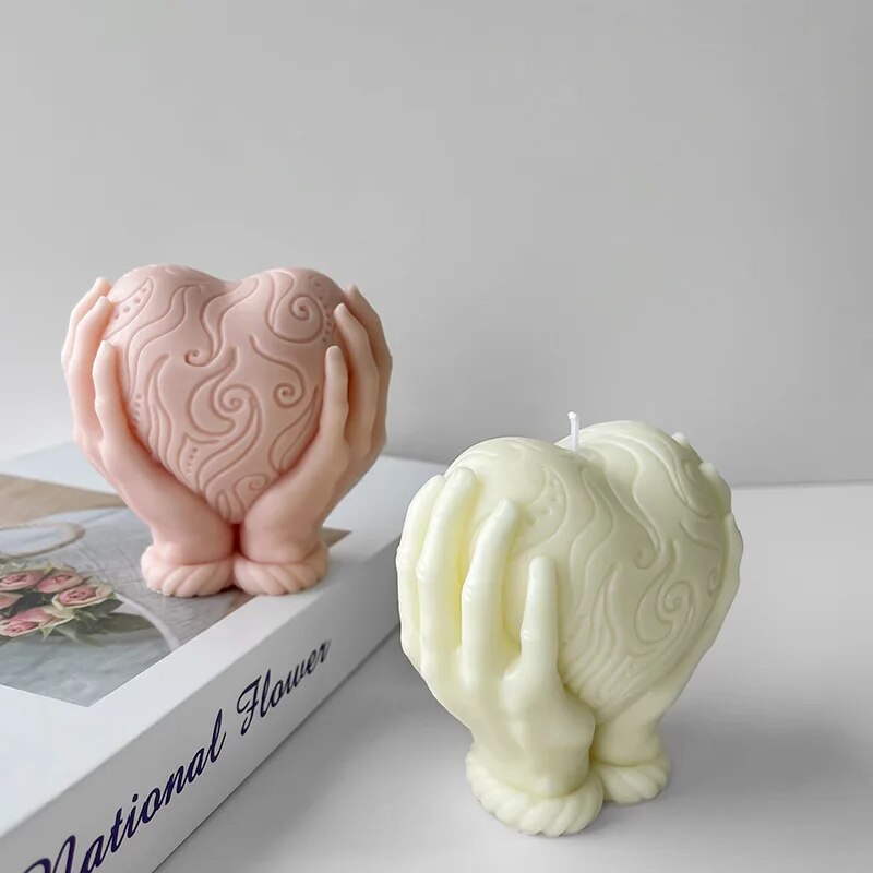 Holding Heart Love Candle Mould